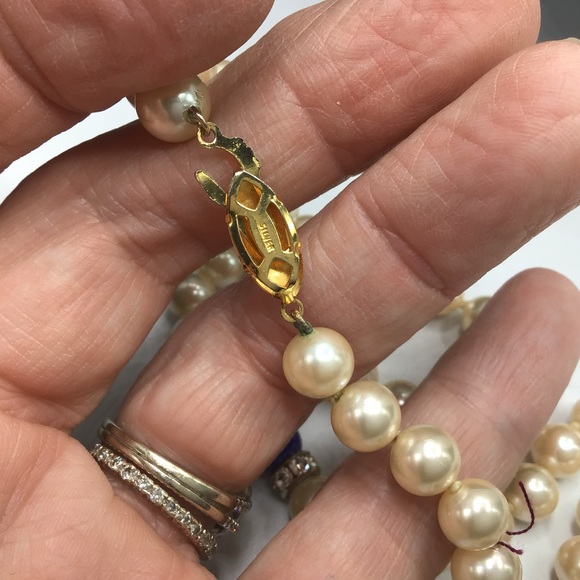 🌺Vintage Pearl & Lapis Necklace - Picture 11 of 15